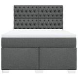 Box Spring Bed with Mattress Dark Grey Queen Fabric - Top-Down View