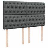 Box Spring Bed with Mattress Dark Grey Queen Fabric - Low Angle