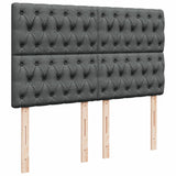 Box Spring Bed with Mattress Black Queen Fabric - Low Angle