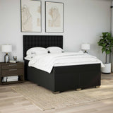 Box Spring Bed with Mattress Black Queen Fabric - Side View