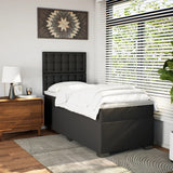 Box Spring Bed with Mattress Black King Single Faux Leather - Side View