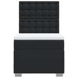 Box Spring Bed with Mattress Black King Single Faux Leather
