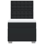 Box Spring Bed with Mattress Black King Single Faux Leather