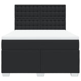 Box Spring Bed with Mattress Black Double Faux Leather - Top-Down View