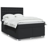 Box Spring Bed with Mattress Black Queen Faux Leather