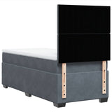 Box Spring Bed with Mattress Dark Grey King Single Velvet - Rear View