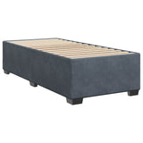 Box Spring Bed with Mattress Dark Grey King Single Velvet - Low Angle