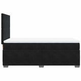 Box Spring Bed with Mattress Black King Single Velvet
