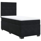 Box Spring Bed with Mattress Black King Single Velvet - Front View