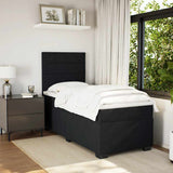 Box Spring Bed with Mattress Black King Single Velvet - Side View