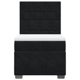 Box Spring Bed with Mattress Black King Single Velvet