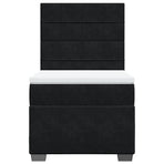 Box Spring Bed with Mattress Black King Single Velvet