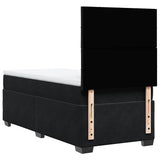 Box Spring Bed with Mattress Black King Single Velvet