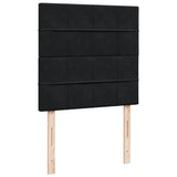 Box Spring Bed with Mattress Black King Single Velvet - Close-Up Angle