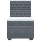 Box Spring Bed with Mattress Dark Grey King Single Velvet - Top-Down View