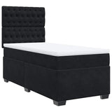 Box Spring Bed with Mattress Black King Single Velvet - Front View