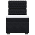 Box Spring Bed with Mattress Black King Single Velvet