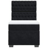 Box Spring Bed with Mattress Black King Single Velvet - Top-Down View