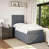 Box Spring Bed with Mattress Dark Grey King Single Velvet - Side View