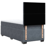 Box Spring Bed with Mattress Dark Grey King Single Velvet - Rear View
