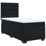 Box Spring Bed with Mattress Black King Single Velvet - Front View