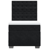 Box Spring Bed with Mattress Black King Single Velvet - Top-Down View