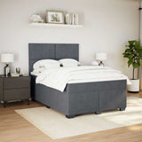 Box Spring Bed with Mattress Dark Grey Double Velvet - Side View