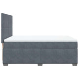 Box Spring Bed with Mattress Dark Grey Double Velvet - 45-Degree Angle