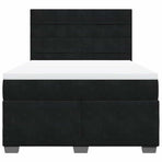 Box Spring Bed with Mattress Black Double Velvet