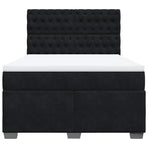 Box Spring Bed with Mattress Black Double Velvet