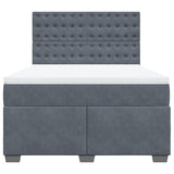 Box Spring Bed with Mattress Dark Grey Double Velvet - Top-Down View