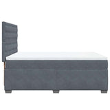 Box Spring Bed with Mattress Dark Grey Double Velvet - 45-Degree Angle