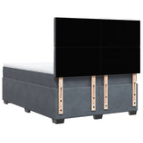 Box Spring Bed with Mattress Dark Grey Double Velvet - Rear View