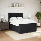 Box Spring Bed with Mattress Black Double Velvet - Side View