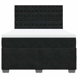Box Spring Bed with Mattress Black Double Velvet - Top-Down View