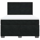 Box Spring Bed with Mattress Black Queen Velvet - Top-Down View