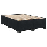 Box Spring Bed with Mattress Black Queen Velvet - Low Angle