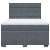 Box Spring Bed with Mattress Dark Grey Queen Velvet - Top-Down View