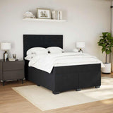 Box Spring Bed with Mattress Black Queen Velvet - Side View