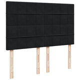 Box Spring Bed with Mattress Black Queen Velvet - Close-Up Angle