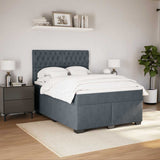 Box Spring Bed with Mattress Dark Grey Queen Velvet - Side View