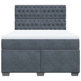 Box Spring Bed with Mattress Dark Grey Queen Velvet - Top-Down View