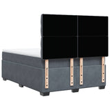 Box Spring Bed with Mattress Dark Grey Queen Velvet - Rear View