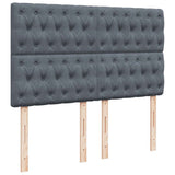 Box Spring Bed with Mattress Dark Grey Queen Velvet - Close-Up Angle