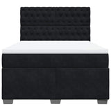 Box Spring Bed with Mattress Black Queen Velvet - Top-Down View