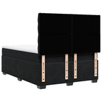 Box Spring Bed with Mattress Black Queen Velvet