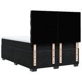 Box Spring Bed with Mattress Black Queen Velvet - Rear View