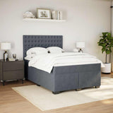 Box Spring Bed with Mattress Dark Grey Queen Velvet - Side View