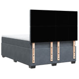 Box Spring Bed with Mattress Dark Grey Queen Velvet - Rear View