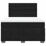 Box Spring Bed with Mattress Black Queen Velvet